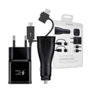 Samsung Fast Charge Charger Pack - Wall & Car Charger with Type-C & Micro USB Combo Cable